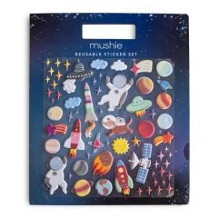 Naklejki wielokrotnego użytku z motywem kosmosu rakiety planety astronauta dla dzieci. Mushie Naklejki wielokrotnego użytku Kosmos