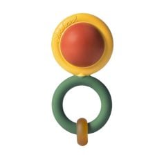 Grzechotka sensoryczna z kauczuku w kształcie kapsułki w kolorach żółtym i zielonym dla niemowlaka. Oli & Carol Grzechotka Sensoryczna z Kauczuku Evolutive Capsule