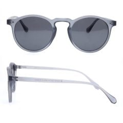 Szare okulary przeciwsłoneczne dla dzieci w wieku 9-16 lat z okrągłymi soczewkami i przezroczystymi zausznikami. OKKY Okulary przeciwsłoneczne mid grey 9-16 lat