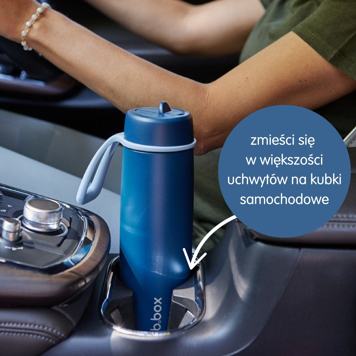 Niebieska butelka termiczna 690 ml z ustnikiem do samochodu. b.box Butelka termiczna 690ml Sea Glass