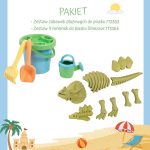 Zestaw do piasku wiaderko łopatka grabki konewka foremki dinozaur dla dziecka. Moulin Roty foremki +wiaderko z akcesoriami