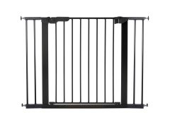 Czarna metalowa bramka ochronna rozporowa dla dziecka z pionowymi prętami. Baby Dan Bramka ochronna PREMIER od 92.5 cm -99.8 cm
