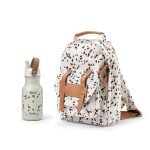 Plecak dziecięcy w kropki dalmatyńskie z butelką na wodę, biały z beżowymi detalami. Elodie Details Plecak BackPack MINI Dalmatian Dots+ Butelka na wodę Dalmatian Dots ZESTAW