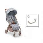 Wózek spacerowy dla dziecka w wzór kwiatowy z beżowym pałąkiem i brązową ramą. Elodie Details wózek spacerowy MONDO Garden Leo Toile +pałąk do wózka ZESTAW