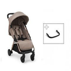 Wózek spacerowy w kolorze beżowym z pałąkiem do wózka. Elodie Details wózek spacerowy MONDO Tender Taupe +pałąk do wózka ZESTAW