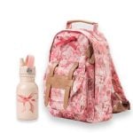 Różowy plecak dziecięcy w kwiatowy wzór z butelką na wodę dla dziecka. Elodie Details Plecak BackPack MINI +Butelka na wodę River Rose ZESTAW