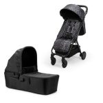 Czarny wózek spacerowy z gondolą i wzorem panterki dla dziecka. Elodie Details wózek spacerowy MONDO Le Leopard +gondola Black ZESTAW