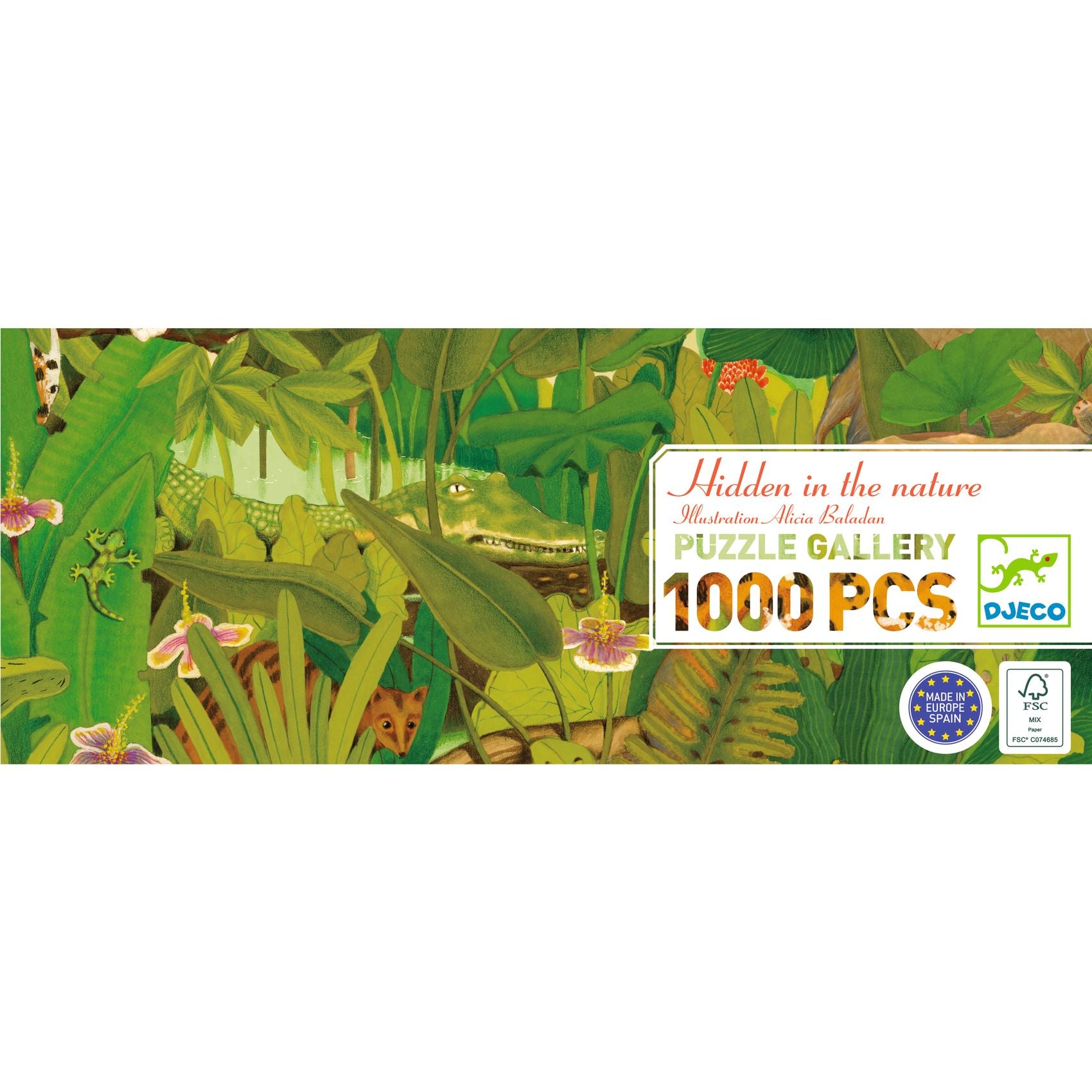 Puzzle 1000 elementów z motywem dżungli i ukrytych zwierząt w naturze. Djeco Puzzle gallery UKRYTE W NATURZE 1000 elem