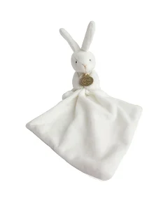 Biały kocyk przytulanka z króliczkiem dla niemowlaka. DOUDOU przytulanka królik z kocykiem Doudou et Compagnie naturalny