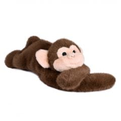 Brązowa obciążeniowa pluszowa małpka dla dziecka leżąca na brzuchu. DOUDOU obciążeniowa pluszowa małpka Podcoll Histoire d’Ours 50cm brązowy
