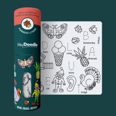 Silikonowa mata do kolorowania z alfabetem i rysunkami zwierząt dla dziecka. HeyDoodle Mata Silikonowa do Kolorowania A4 Pierwsze literki