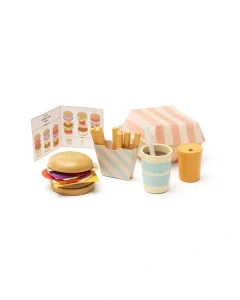 Zestaw zabawkowego jedzenia hamburger frytki napój i pudełko dla dziecka. KID’S CONCEPT zestaw restauracja menu hamburgerowe
