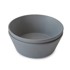 Dwie okrągłe miseczki dla dzieci w kolorze szarym. Mushie Miseczki dla dzieci okrągłe 2-pak Smoke