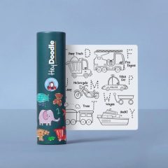Silikonowa mata do kolorowania z motywem pojazdów dla dziecka z pisakami w rolce. HeyDoodle Mata Silikonowa do Kolorowania A4 Pojazdy