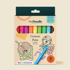 Zestaw kolorowych kredek do maty silikonowej dla dzieci z niebieską kredką na pierwszym planie. HeyDoodle Kredki do Silikonowej Maty