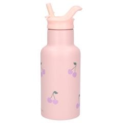 Różowy bidon 350 ml z ustnikiem i wzorem wisienek dla dziecka. Kidzroom Butelka bidon 350ml Secret Garden pink
