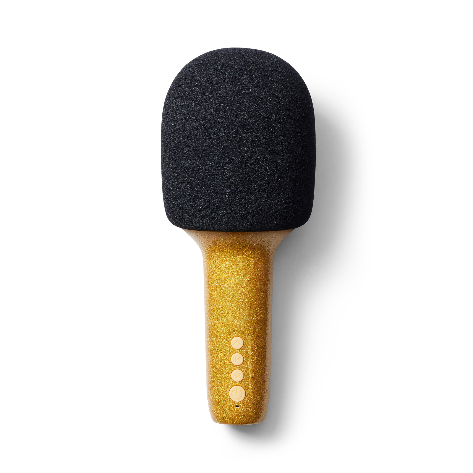 Złoty mikrofon karaoke z czarną gąbką. Lalarma Mikrofon Karaoke Glitter Groove Złoty