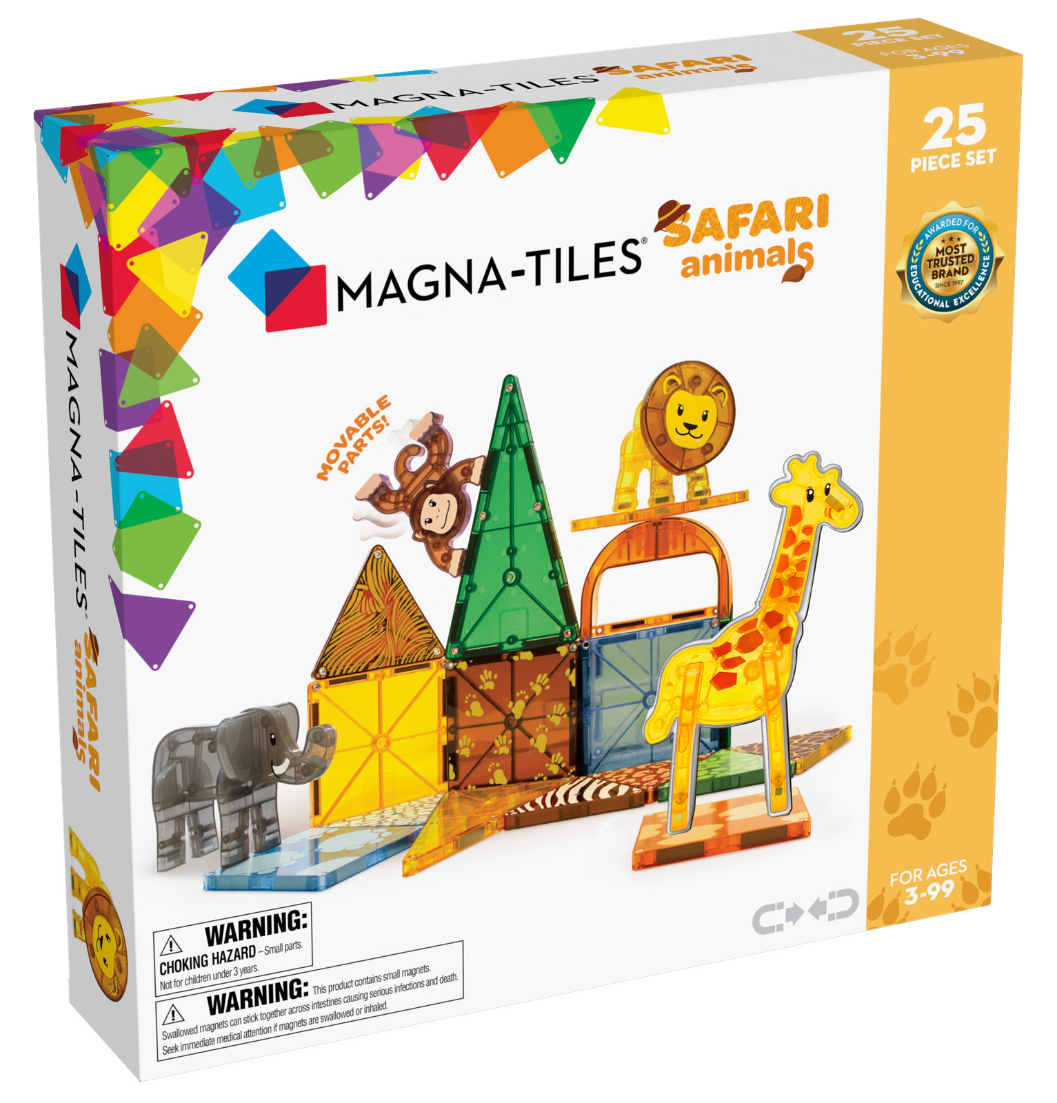 Klocki magnetyczne safari z figurkami zwierząt 25 elementów dla dzieci. Magna-Tiles Klocki Magnetyczne Safari Animals 25el