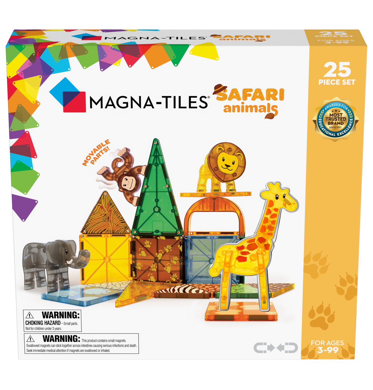Klocki magnetyczne safari z figurkami zwierząt 25 elementów. Magna-Tiles Klocki Magnetyczne Safari Animals 25el