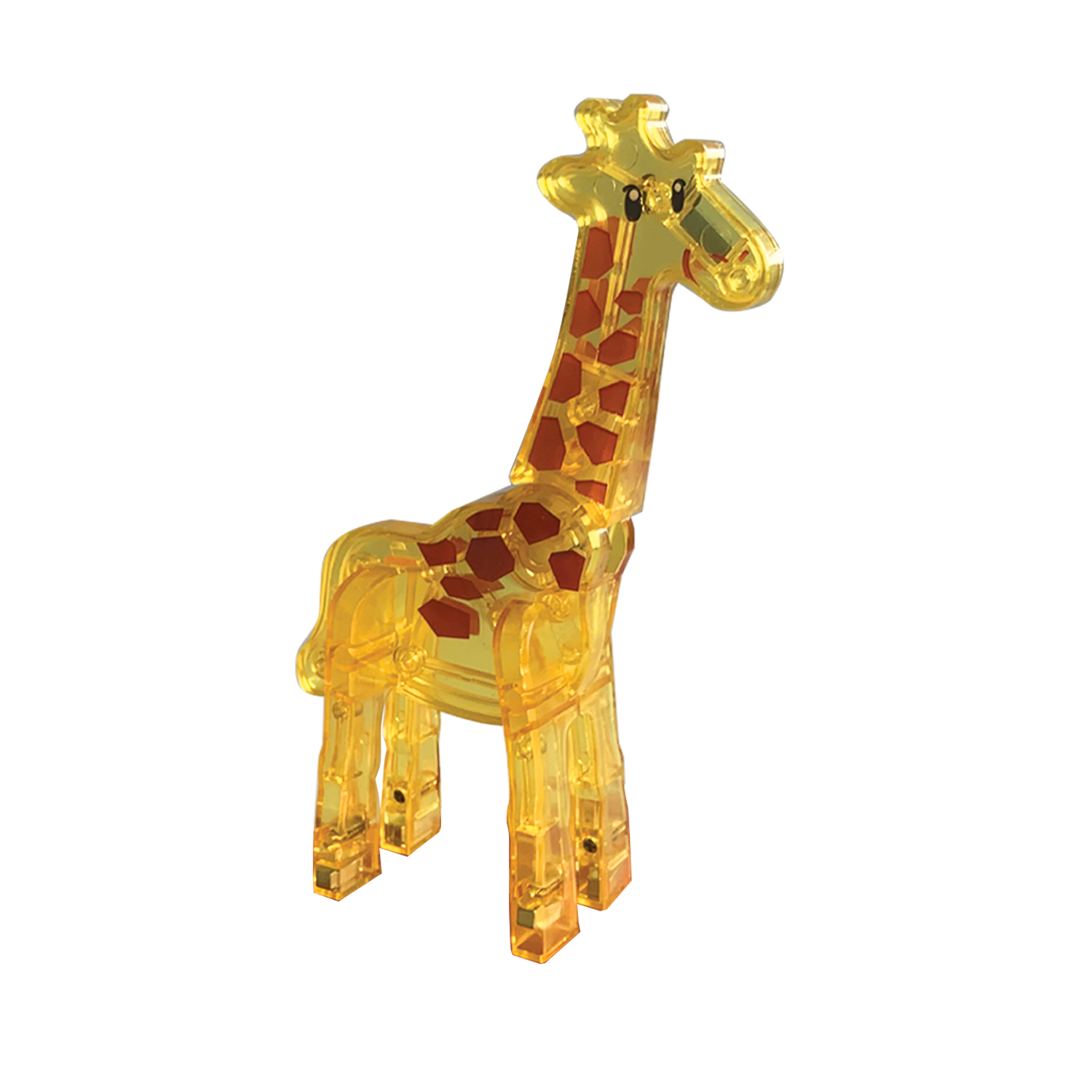 Żółta przezroczysta magnetyczna figurka żyrafy z klocków dla dziecka. Magna-Tiles Klocki Magnetyczne Safari Animals 25el