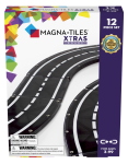 Magnetyczne tory drogowe czarne z białymi liniami 12 elementów dla dzieci. Magna-Tiles Magnetyczna droga 12el