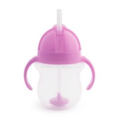 Fioletowy kubek niekapek ze słomką i uchwytami dla dziecka. munchkin Kubek niekapek ze słomką fioletowy 207 ml