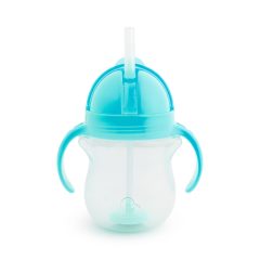 Niebieski kubek niekapek ze słomką i uchwytami dla dziecka. munchkin Kubek niekapek ze słomką niebieski 207 ml