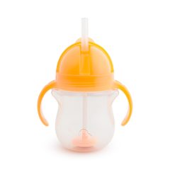 Pomarańczowy kubek niekapek ze słomką i uchwytami dla dziecka. munchkin Kubek niekapek ze słomką pomarańczowy 207 ml
