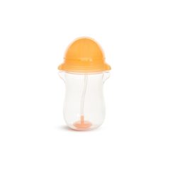 Pomarańczowy kubek niekapek ze słomką dla dziecka z przezroczystym korpusem. munchkin Kubek niekapek ze słomką pomarańczowy 296ml