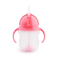 Różowy kubek niekapek ze słomką i uchwytami dla dziecka. munchkin Kubek niekapek ze słomką różowy 207 ml
