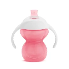 Różowy kubek treningowy dla dziecka z uchwytami i ustnikiem. munchkin Kubek treningowy z ustnikiem odpornym na gryzienie różowy 237 ml