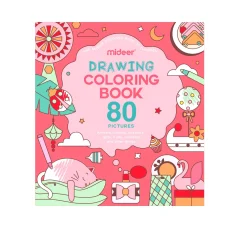 Różowa kolorowanka dla dzieci z napisem drawing coloring book 80 pictures. mideer Kolorowanka dla dzieci (różowa)