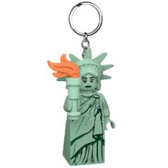 Breloczek z latarką w kształcie Statui Wolności w kolorze zielonym na srebrnym kółku na klucze. LEGO Brelok z latarką Statua Wolności
