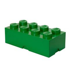 Zielony pojemnik na zabawki w kształcie klocka z ośmioma wypustkami. LEGO Pojemnik klocek Brick 8 Zielony