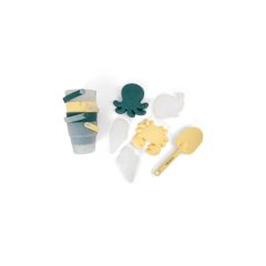 Silikonowy zestaw wiaderek i zabawek do piasku w pastelowych kolorach z motywem konfetti dla. Filibabba Silikonowy zestaw wiaderek i zabawek do piasku Confetti