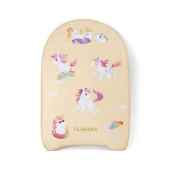 Beżowa deska do pływania dla dziecka z nadrukiem jednorożców i tęczy. Filibabba Deska do pływania Unicorn Shores