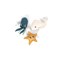 Neoprenowe zabawki do kąpieli: ośmiornica, wieloryb i rozgwiazda w morskich kolorach. Filibabba Neoprenowe zabawki do kąpieli Ocean friends
