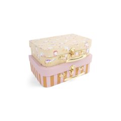 Zestaw dwóch walizeczek dla dziecka w pastelowych kolorach, z wzorem jednorożcó. Filibabba Zestaw walizeczek do zabawy i przechowywania – 2-pak – Unicorn Shores