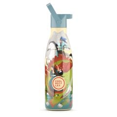 Termiczna butelka dla dziecka 350 ml z kolorowym wzorem rycerza i zamkiem natechniczny. Cool Bottles Butelka termiczna Kids 350ml Knight Legend