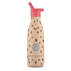 Butelka termiczna dla dziecka 350 ml w kolorze beżowym z brązowym wzorem kropek i różową za. Cool Bottles Butelka termiczna Kids 350ml SPRT& Chocolate Chips