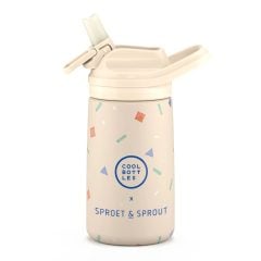 Butelka termiczna dla dziecka w jasnym kolorze z pastelowym wzorem i ustnikiem do picia. Cool Bottles Butelka termiczna Kiddies 350ml SPRT& Sprinkles Land