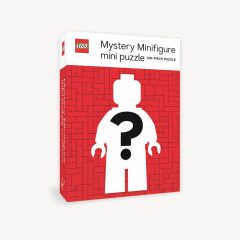 Czerwone puzzle kieszonkowe z sylwetką minifigurki i znakiem zapytania, 126 elementów. LEGO Zagadkowe minipuzzle Minifigurka czerwona edycja 126el