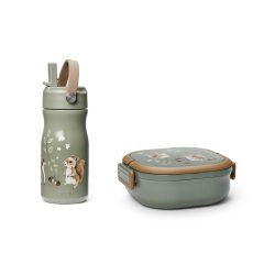Zielona butelka termiczna i śniadaniówka z motywem wiewiórki dla dziecka. Elodie Details duży lunchbox +butelka termiczna Chipmunk Darling ZESTAW