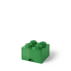 Zielona szuflada na klocki w kształcie dużego klocka z czterema wypustkami na górze
