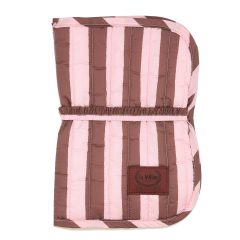 Pikowane etui na pieluchy w różowo brązowe pionowe pasy, z zapięciem na zatrzask
